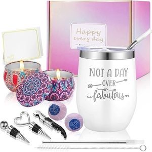 Birthday Gifts for Women, Wine Tumbler Come with Bath Bombs &Scented Candles Set